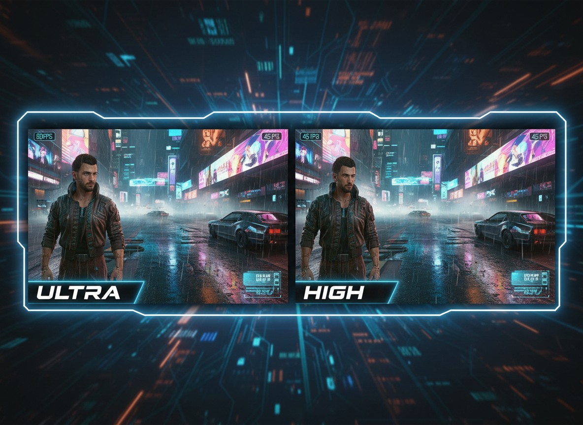 『サイバーパンク2077』画質設定「ウルトラ」と「ハイ」の違いをフレームレートと視覚効果で比較検証